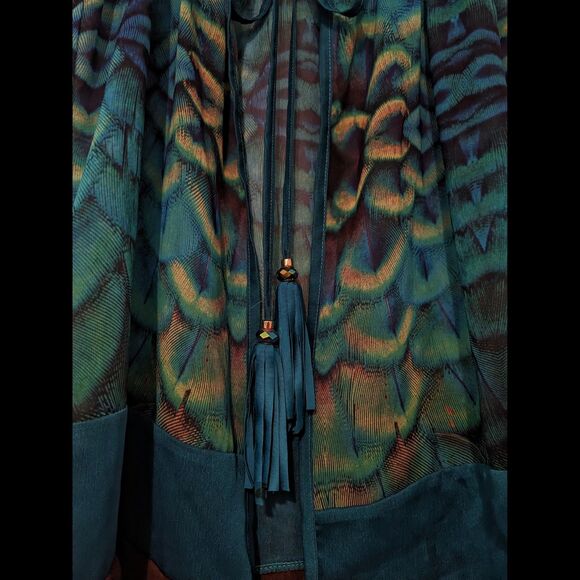 Dolcessa Swimwear Handmade Peacock Print Glam Cover Up/Evening Jacket, Size XS/S - Picture 7 of 7